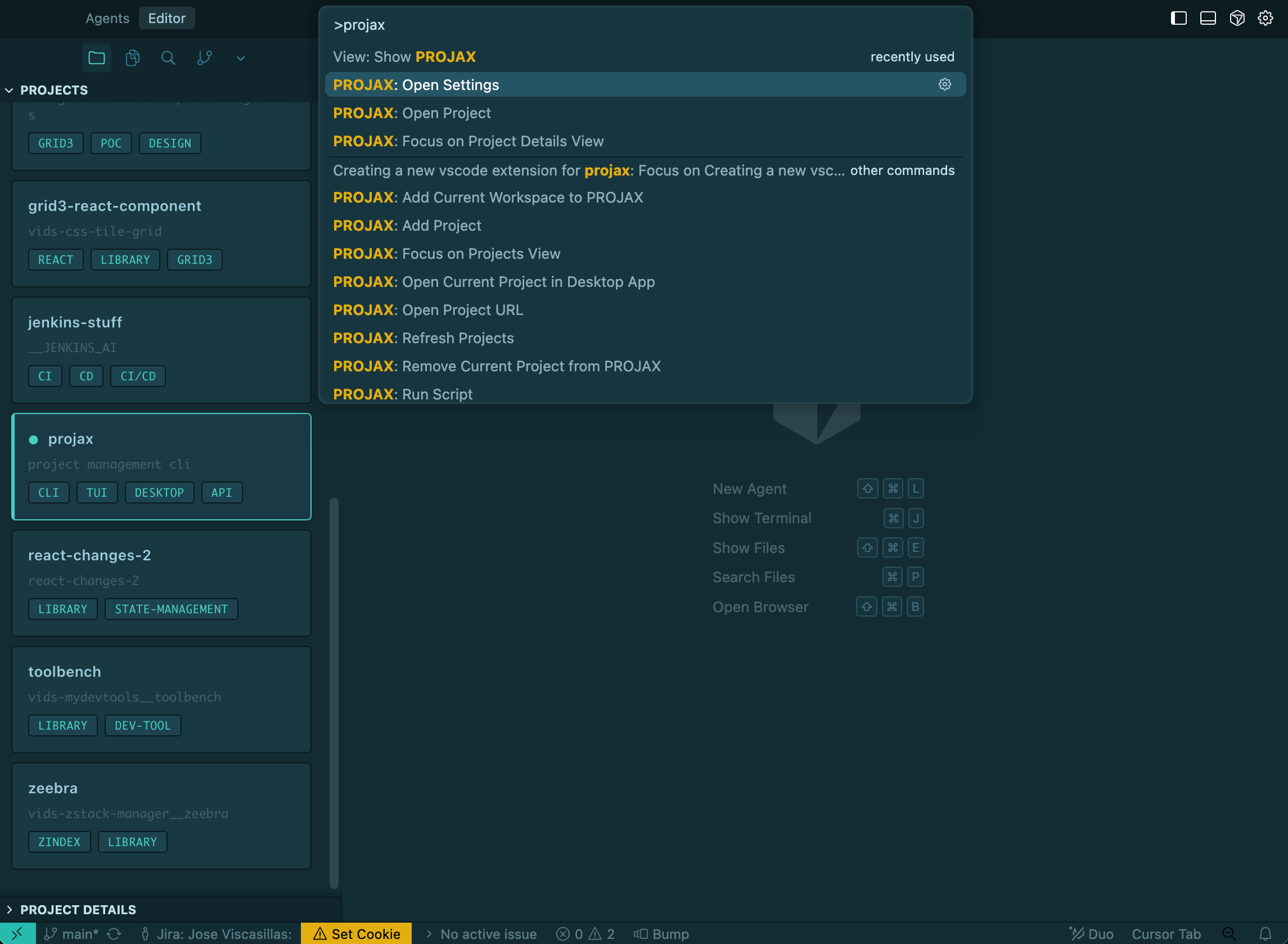 PROJAX Command Palette